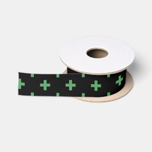 Ruban En Satin Polka verte croise sur noir
