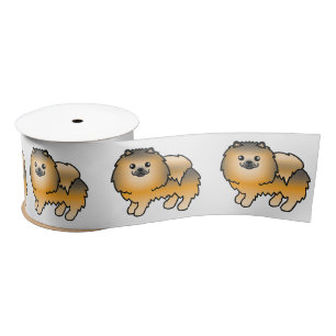 Ruban En Satin Pomeranian Sable Orange Chien de Dessin Animé Mign