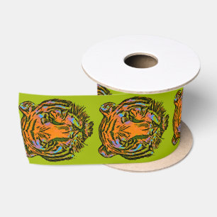 Ruban En Satin Pop Art TIGER HEAD + votre backgr. & idées