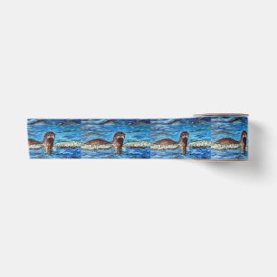 Ruban En Satin Porte-clés Loutre dans les Vagues