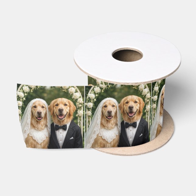 Ruban En Satin Portrait de mariés Golden Retriever (Bobine)