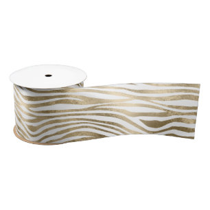 Ruban En Satin Poster de animal blanc Glam Gold Zebra