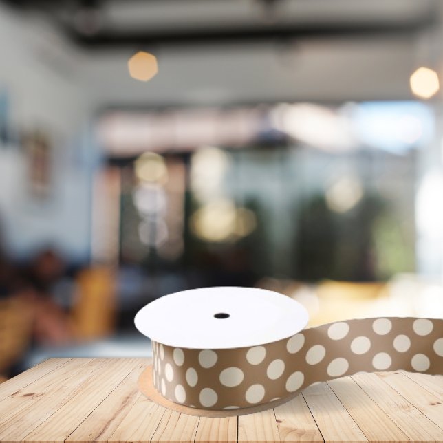 Ruban En Satin Pot Polka beige et latte (Créateur téléchargé)