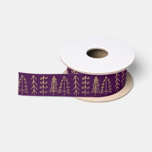 Ruban En Satin Pourpre moderne de vacances de motif d'arbre de