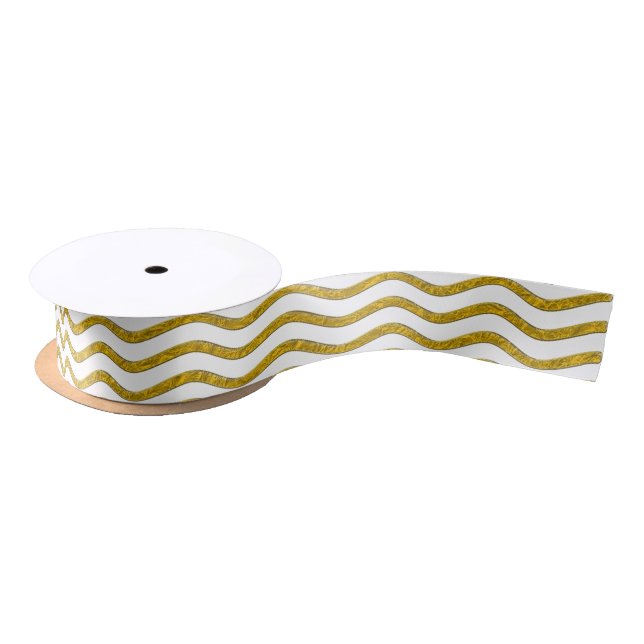 Ruban En Satin Pretty Waves or + votre backgr, texte & idées (Bobine)