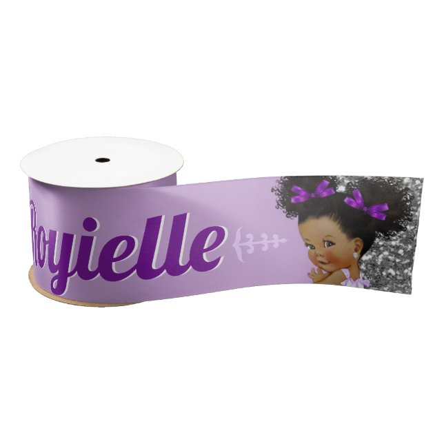 Ruban En Satin Princesse Royale d'Afrique violette|Lavande|Silver (Bobine)