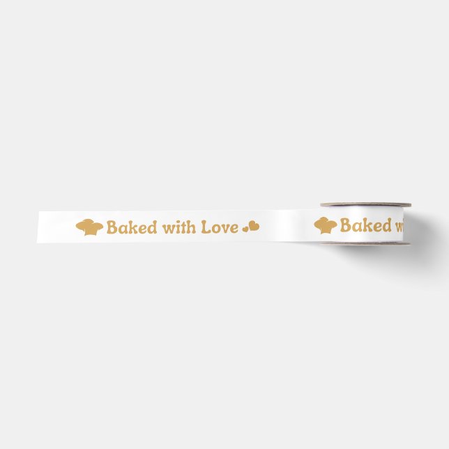 Ruban en Satin Pronted Cuisiné avec Amour (Devant)