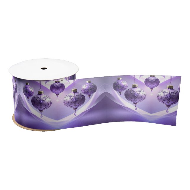 Ruban En Satin Purple Christmas Ball Holiday Satin Ribbon (Bobine)