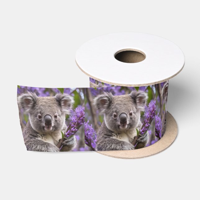 Ruban En Satin Purple Jacaranda Koala Ours, (Bobine)