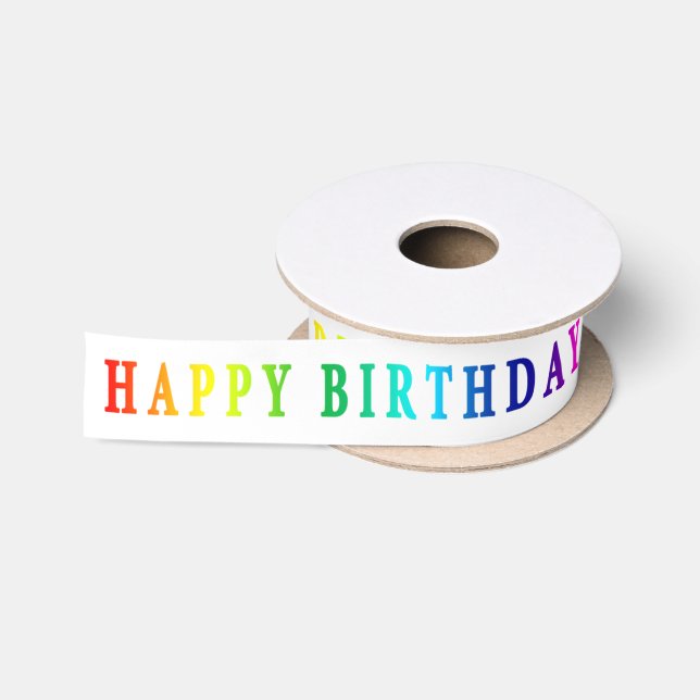 Ruban En Satin Rainbow Joyeux anniversaire (Bobine)