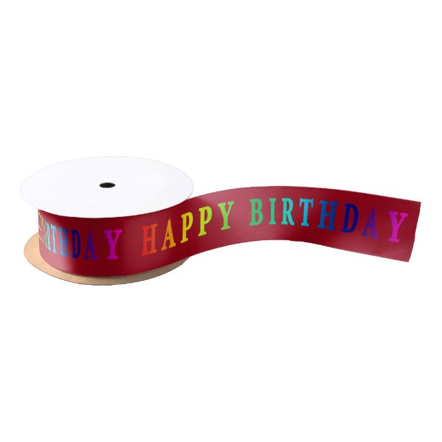 Ruban En Satin Rainbow Joyeux anniversaire Satin Ruban (Bobine)