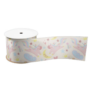 Ruban En Satin Rainbow licorn mignon pastel joyeux