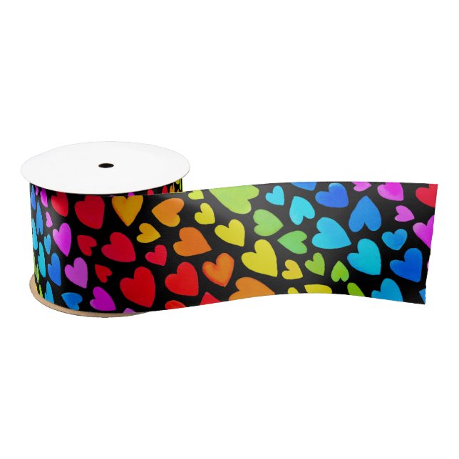 Ruban En Satin Rainbow Watercolor Motif (Bobine)