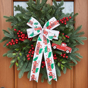 Ruban En Satin Ramassage de Noël joyeux et arbre