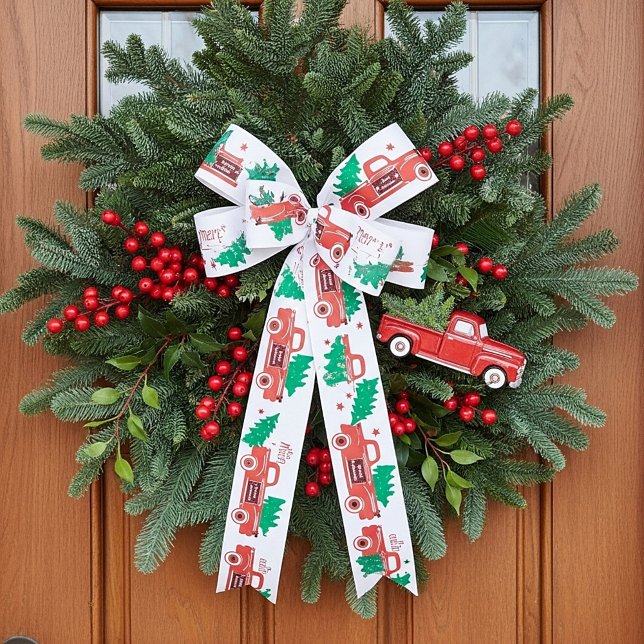 Ruban En Satin Ramassage de Noël joyeux et arbre (Créateur téléchargé)