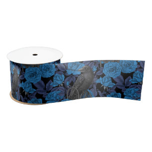 Ruban En Satin Ravins et roses bleus