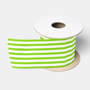 Ruban En Satin Rayé classique vert citron et blanc nautique