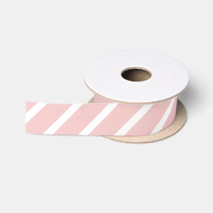 Ruban En Satin Rayé Rose Blanc