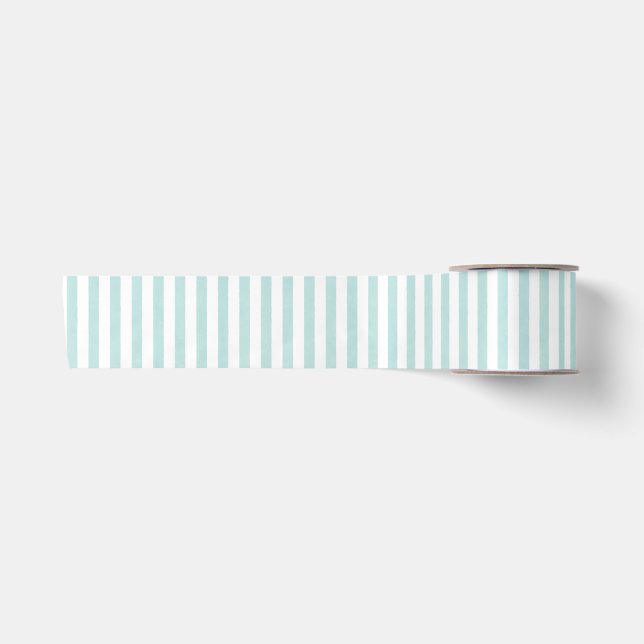 Ruban En Satin Rayure Brise Côtière - Bleu Aqua (Devant)