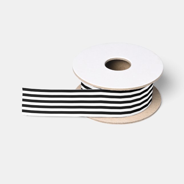 Ruban En Satin Rayure noir et blanc (Bobine)