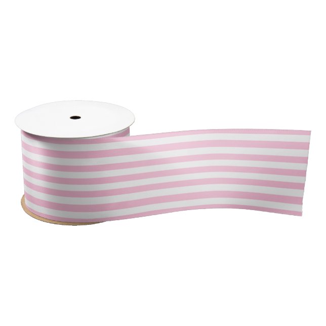 Ruban En Satin Rayure Rose Prépa (Bobine)