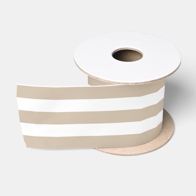Ruban En Satin Rayures Brown et blanches claires (Bobine)