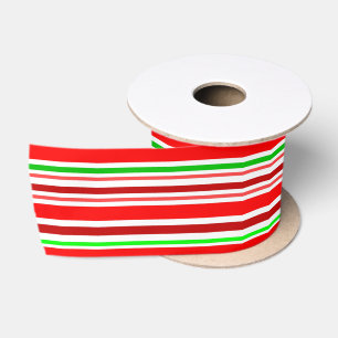 Ruban En Satin Rayures de canne à sucre Joie de Noël Fêtes