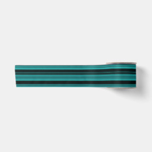Ruban En Satin Rayures Noir et Sarcelle