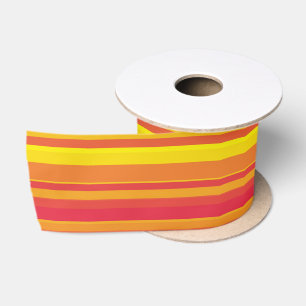 Ruban En Satin Rayures Orange Rouge Jaune