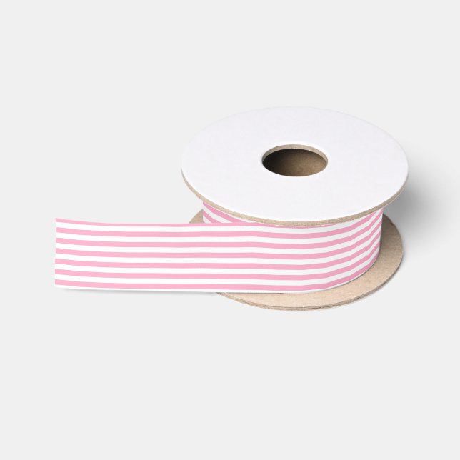 Ruban En Satin Rayures roses et blanches (Bobine)