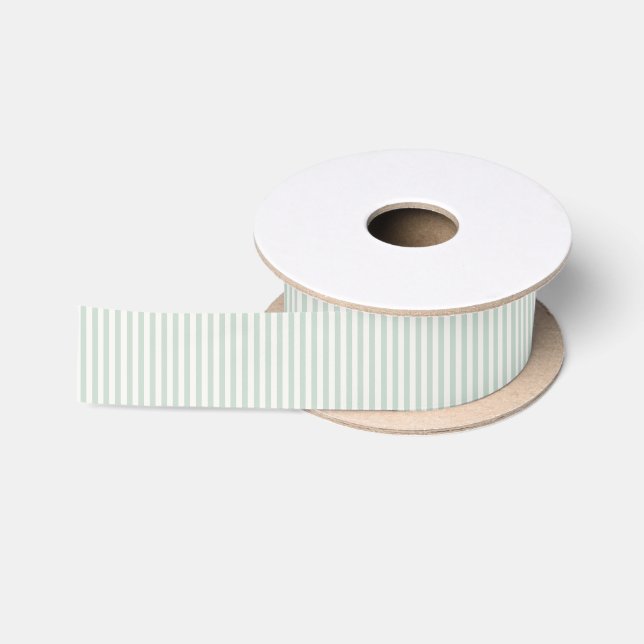 Ruban En Satin Rayures Simples - Sauge Éteinte (Bobine)