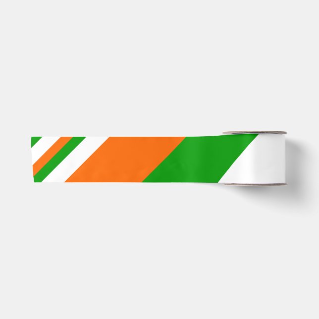 Ruban En Satin Rayures Vertes, Blanches et Orange (Devant)