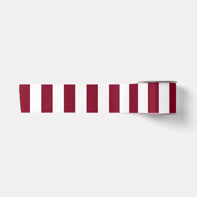 Ruban En Satin Rayures verticales bordeaux et blanc (Devant)