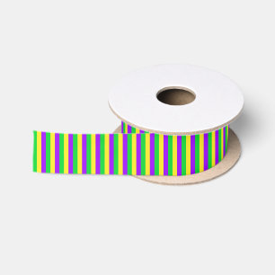 Ruban En Satin Rayures verticales fines Mardi Gras