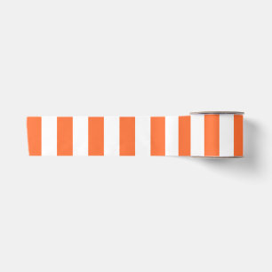 Ruban En Satin Rayures verticales orange brûlé et blanc