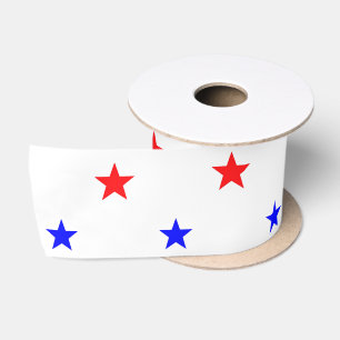 Ruban En Satin Red and Blue Stars - Starry Sky Motif