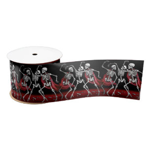 Ruban En Satin Red Death Dancing Skeletons Mariage gothique