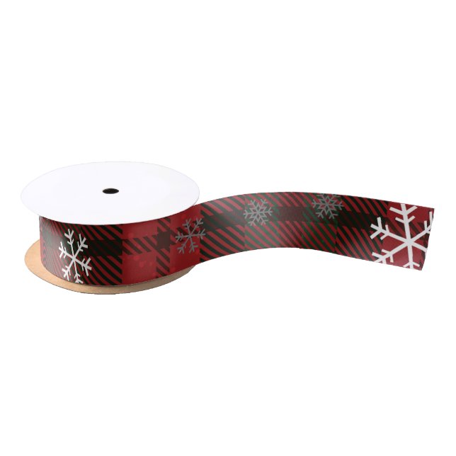 Ruban En Satin Red Green Snowflakes Russe Motif Noël (Bobine)