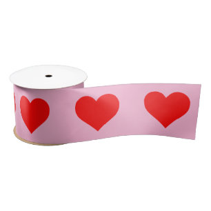 Ruban En Satin Red Heart Beat Pastel Rose