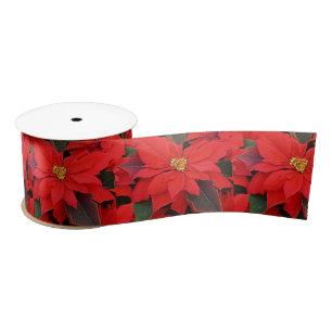 Ruban En Satin Red Poinsettias I Christmas Holiday Floral Photo