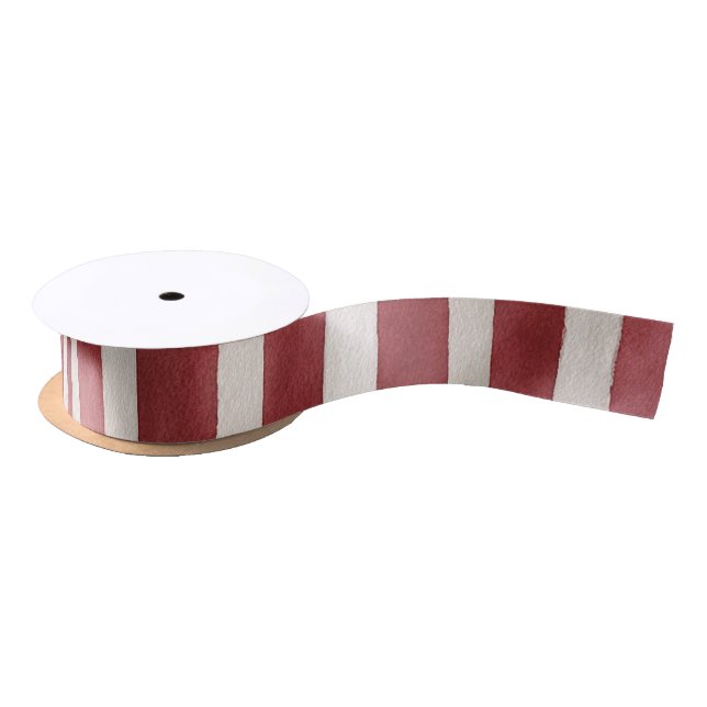 Ruban En Satin Red White Stripes Christmas (Bobine)