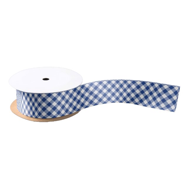 Ruban En Satin Retro Gingham True Blue (Bobine)