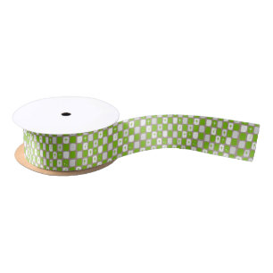 Ruban En Satin Retro Green & White Starbursts Satin Ribbon
