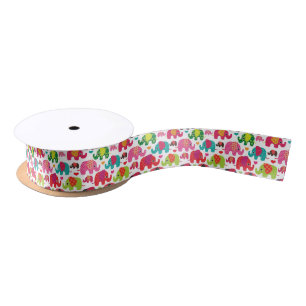 Ruban En Satin rétro papier peint de motif d'enfants d'éléphan