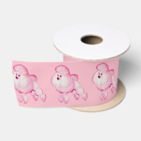 Rétro ruban rose de métier de satin de caniche