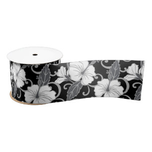 RUBAN EN SATIN RÊVE POLYNÉSIEN (NOIR) SATIN RIBBON
