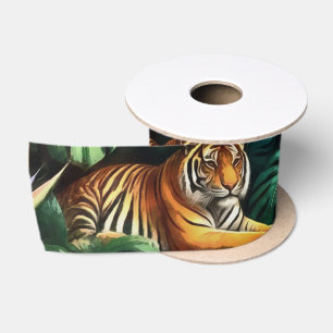 Ruban En Satin Rêves de jungle de tigre Motif de surface transpar