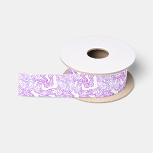 Ruban En Satin Rêves papillons (Lavande)