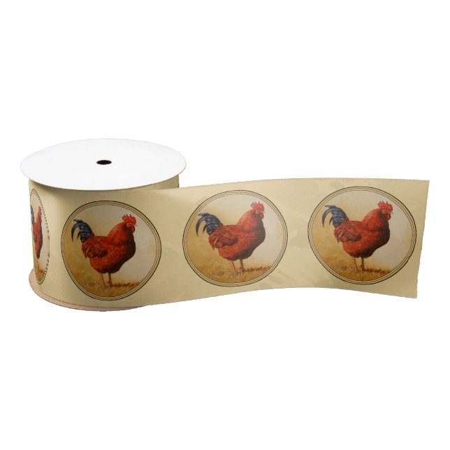 Ruban En Satin Rhode Island Red Rooster Yellow Arrière - plan (Bobine)