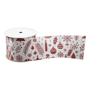 Ruban En Satin Ribbon blanc rouge Noël satin
